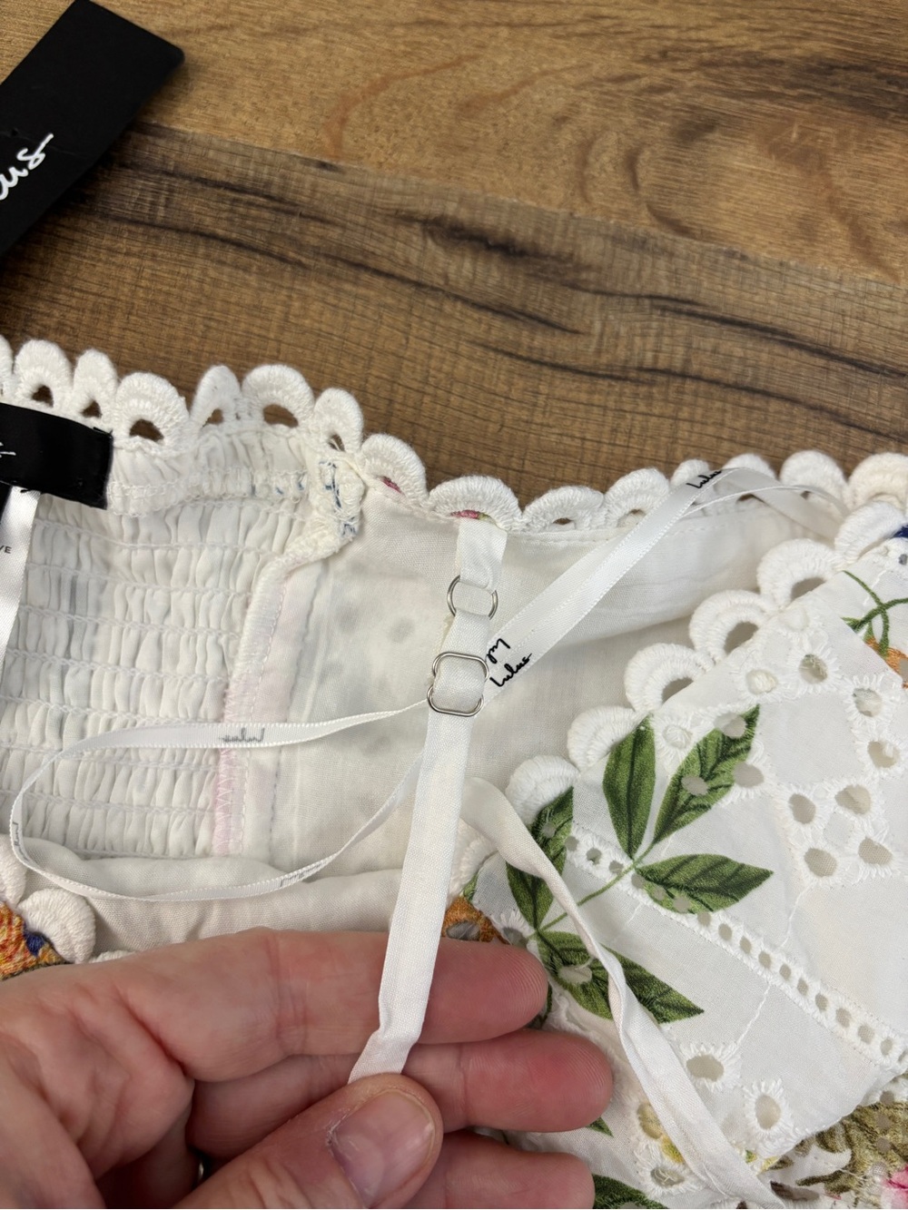 Lulus Sweet At Heart Floral Embroidered Corset Top w/ Scalloped Trim NEW - Picture 4 of 5
